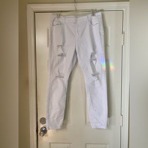 Wax Jean White Distressed Straight Leg Jeans